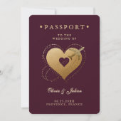 Paspoort Gold Hearts vliegtuig rode bestemming bru Kaart (Voorkant)