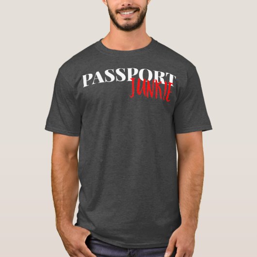 Paspoort Junkie Traveller Vakantiegift T-shirt (Voorkant)