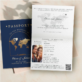 Paspoort Kaart Boho Boog Navy Trouwlocatie