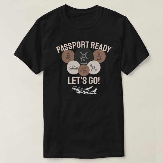 Paspoort Klaar, Laten we Gaan! T-shirt (Design voorkant)