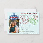 Paspoort naar liefde creatieve bestemming bruiloft save the date (Achterkant)