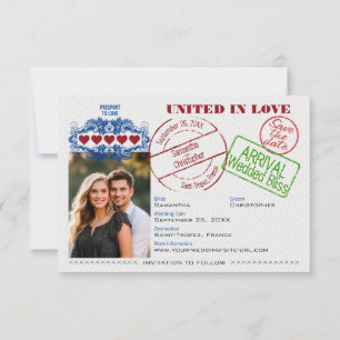 Paspoort naar lieflijke huwelijksbestemming Zwart Save The Date