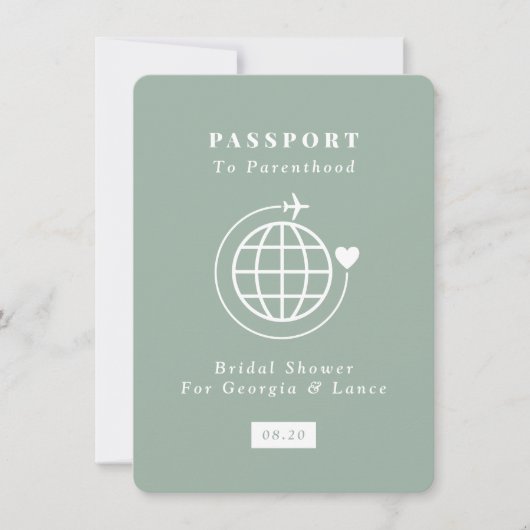Paspoort naar ouderschap Reizen Thema Baby shower Kaart (Voorkant)