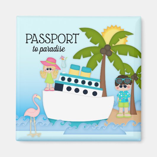 Paspoort naar Paradise Cruise Boat Ship Beach Magn Magneet (Voorkant)