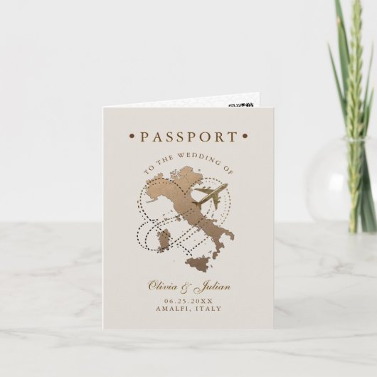 Paspoort Nep Goud Beige Italië Trouwen in het Buit (Voorkant)