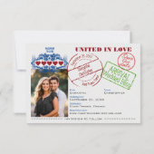Paspoort om te houden van leuke bestemming bruilof save the date (Achterkant)