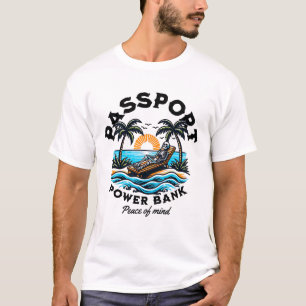 Paspoort, Powerbank, Gemoedsrust, wit T-shirt