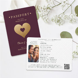 Paspoort Red Faux Gold Hearts Destination Wedding Kaart