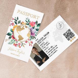 Paspoort Reisbureau Wereldkaart Boarding Pass Visitekaartje