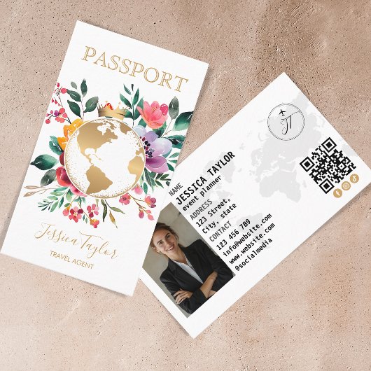 Paspoort Reisbureau Wereldkaart Boarding Pass Visitekaartje