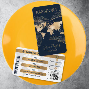 Paspoort Reisbureau Wereldkaart Boarding Pass Visitekaartje