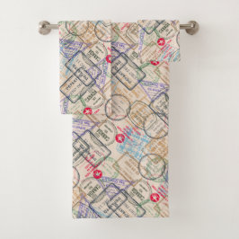 Paspoort reisstempels bad handdoek