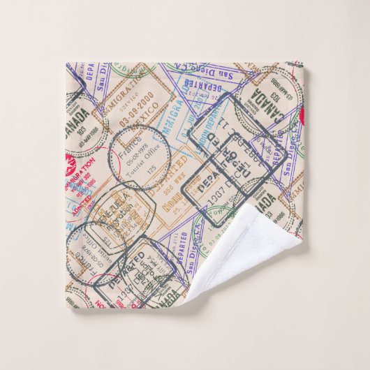 Paspoort reisstempels bad handdoek (Wasdoekje)