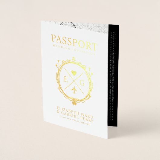 Paspoort Reizen Bestemming Bruiloft Folie Kaarten (Voorkant)