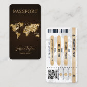 Paspoort Reizen Make-up Wereldkaart Boarding Pass Visitekaartje (Voorkant / Achterkant)