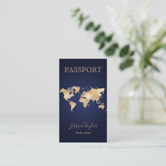 Paspoort Reizen Make-up Wereldkaart Boarding Pass Visitekaartje (Staand voorkant)