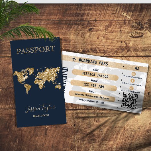Paspoort Reizen Make-up Wereldkaart Boarding Pass Visitekaartje