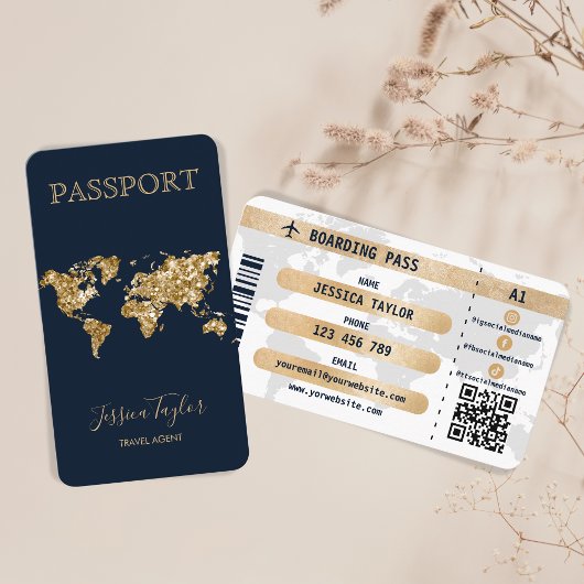 Paspoort Reizen Make-up Wereldkaart Boarding Pass Visitekaartje
