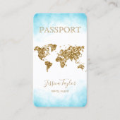 Paspoort Reizen Make-up Wereldkaart Boarding Pass Visitekaartje (Voorkant)