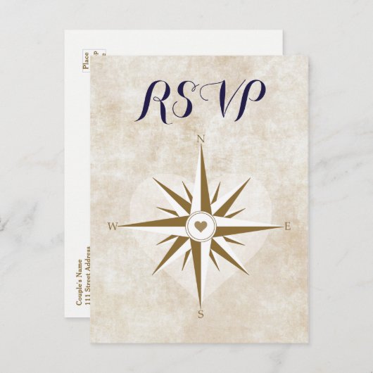 Paspoort Reizen RSVP Briefkaart Bestemming Bruilof (Voorkant / Achterkant)