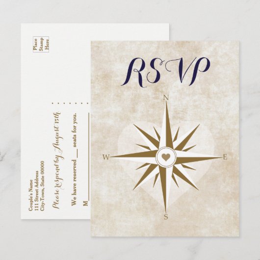 Paspoort Reizen RSVP Briefkaart Bestemming Bruilof (Voorkant / Achterkant)