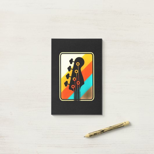 Paspoort | Retro  gitaarspeler Post-it® Notes (Op bureau)