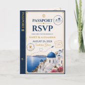 Paspoort RSVP Kaart Santorini Bruiloft (Voorkant)