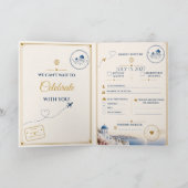 Paspoort RSVP Kaart Santorini Bruiloft (Binnen)