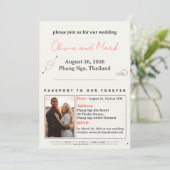 Paspoort RSVP Kaart – Teal & Koraal | Tropisch (Staand voorkant)
