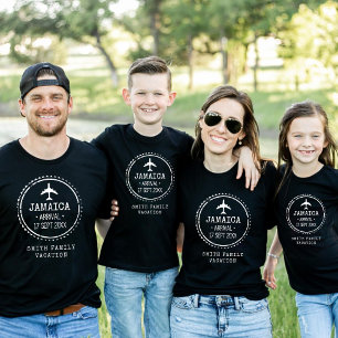 Paspoort Stamp Jamaica Familie Vakantie Zwart T-shirt