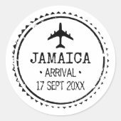 Paspoort Stempel Jamaica Bestemming Huwelijk Ronde Sticker (Voorkant)