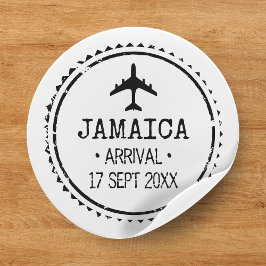 Paspoort Stempel Jamaica Bestemming Huwelijk Ronde Sticker