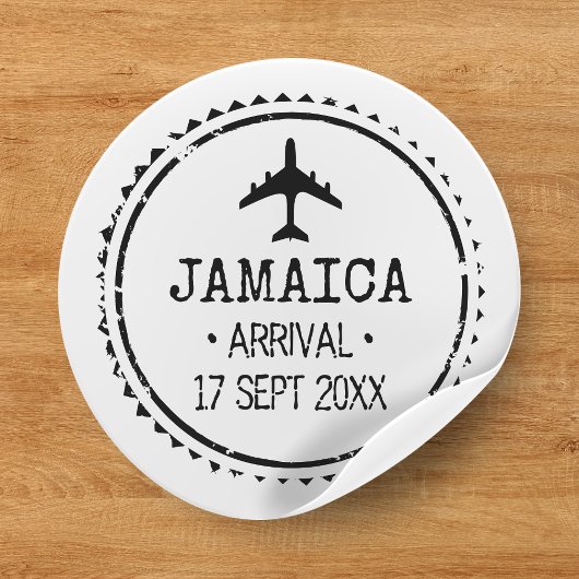 Paspoort Stempel Jamaica Bestemming Huwelijk Ronde Sticker