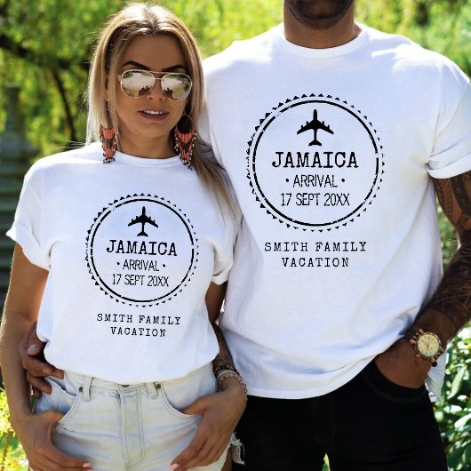 Paspoort Stempel Jamaica Familievakantie T-shirt