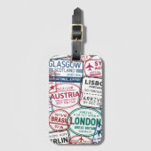 Paspoort Stempels Verslaafde Retro Wereldreiziger Bagagelabel (Voorkant (verticaal))
