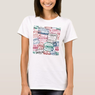 Paspoort Stempels Verslaafde Retro Wereldreiziger T-shirt