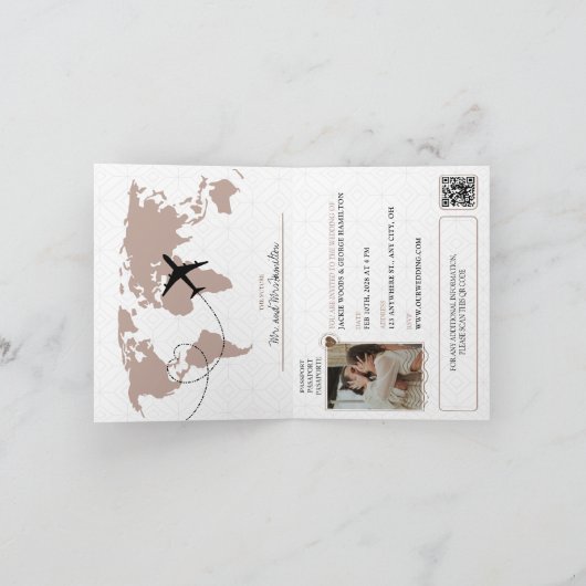 Paspoort unieke bestemming bruiloft uitnodiging (Binnen)