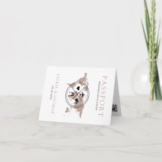 Paspoort unieke bestemming bruiloft uitnodiging (Voorkant)