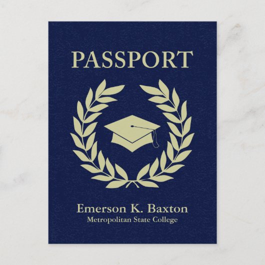 paspoort van de afstuderen uitnodiging briefkaart (Voorkant)