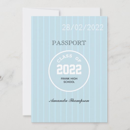 Paspoort voor blauw en wit Afstuderen Kaart (Voorkant)