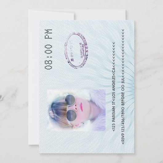 Paspoort voor blauw en wit Afstuderen Kaart (Achterkant)