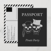 paspoort voor een piratenfeest uitnodiging briefkaart (Voorkant / Achterkant)