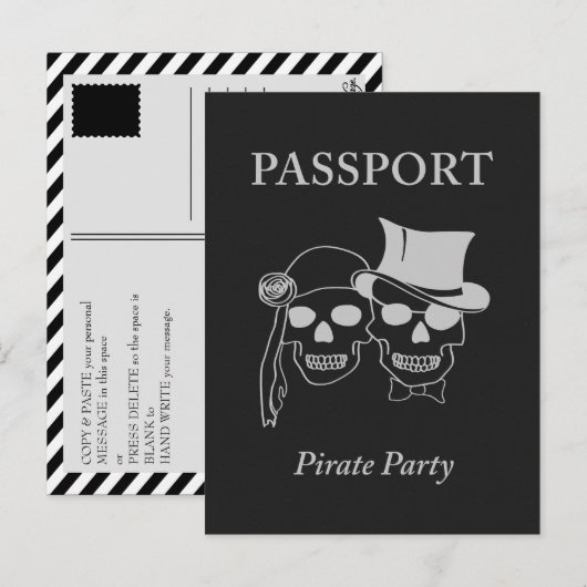 paspoort voor een piratenfeest uitnodiging briefkaart (Voorkant / Achterkant)