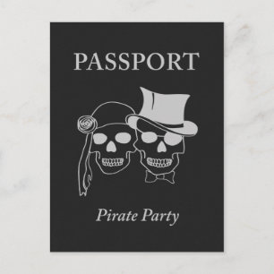 paspoort voor een piratenfeest uitnodiging briefkaart