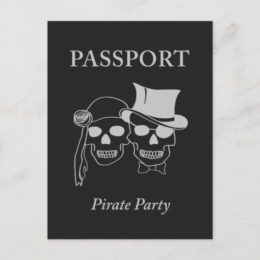 paspoort voor een piratenfeest uitnodiging briefkaart (Voorkant)
