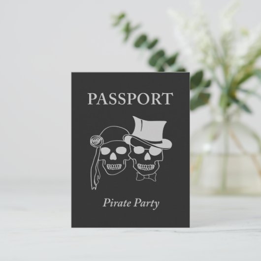 paspoort voor een piratenfeest uitnodiging briefkaart (Staand voorkant)