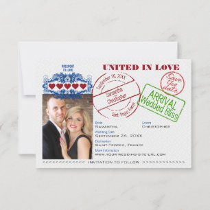 Paspoort voor Love Cute Destination Wedding Black Save The Date