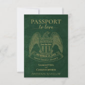Paspoort voor Love Cute Destination Wedding Green Save The Date (Voorkant)