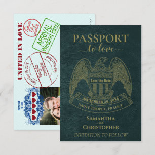 Paspoort voor Love Cute Fun Destination Wedding Bl Save The Date