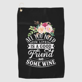 Paspoortcadeau | Goede vriend en wijn Golfhanddoek